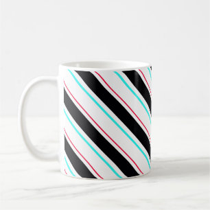 Zwart-wit schuine Regimental Stripe Lines Koffiemok