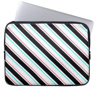 Zwart-wit schuine Regimental Stripe Lines Laptop Sleeve