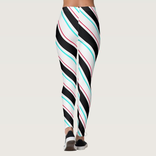 Zwart-wit schuine Regimental Stripe Lines Leggings (Achterkant)