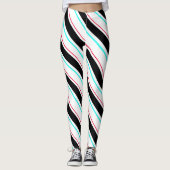 Zwart-wit schuine Regimental Stripe Lines Leggings (Voorkant)