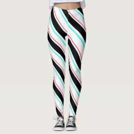 Zwart-wit schuine Regimental Stripe Lines Leggings