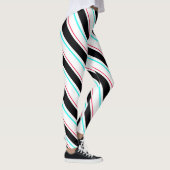 Zwart-wit schuine Regimental Stripe Lines Leggings (Rechts)