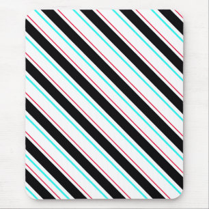 Zwart-wit schuine Regimental Stripe Lines Muismat