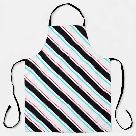 Zwart-wit schuine Regimental Stripe Lines Schort (Voorkant)