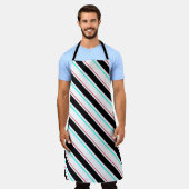 Zwart-wit schuine Regimental Stripe Lines Schort (Gedragen)