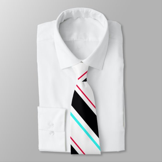 Zwart-wit schuine Regimental Stripe Lines Stropdas (Gebonden)