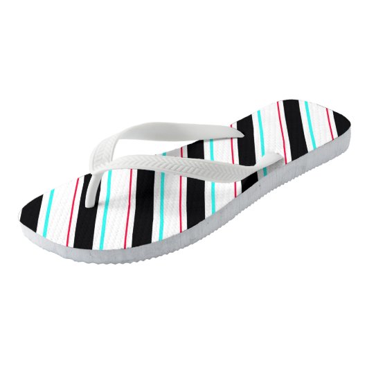 Zwart-wit schuine Regimental Stripe Lines Teenslippers (Schuin)