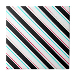 Zwart-wit schuine Regimental Stripe Lines Tegeltje