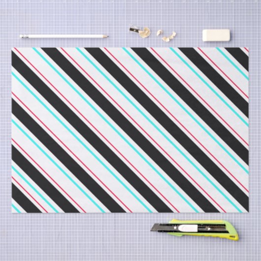 Zwart-wit schuine Regimental Stripe Lines Tissuepapier (Craft)