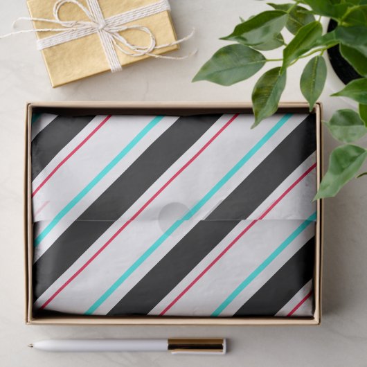 Zwart-wit schuine Regimental Stripe Lines Tissuepapier (Geschenk)