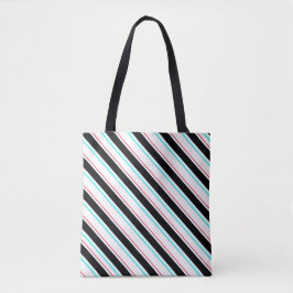Zwart-wit schuine Regimental Stripe Lines Tote Bag