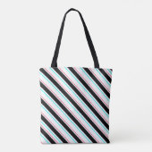 Zwart-wit schuine Regimental Stripe Lines Tote Bag (Achterkant)