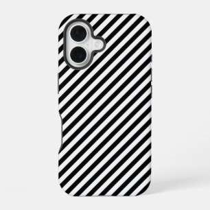 Zwart-wit schuine strepen iPhone 16 hoesje