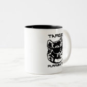 Zwart-wit Sci-Fi Cat Meme Tweekleurige Koffiemok (Voorkant rechts)
