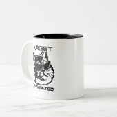 Zwart-wit Sci-Fi Cat Meme Tweekleurige Koffiemok (Voorkant links)