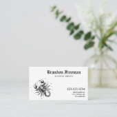 Zwart-wit Scorpion Tattoo Artiest Visitekaartje (Staand voorkant)