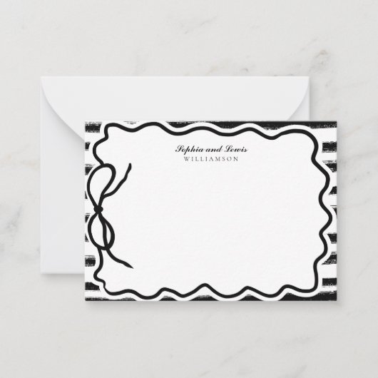 Zwart-wit Scribble Bow Couple Stationery Notitiekaartje (Voorkant)