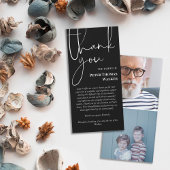 Zwart wit script & 2 foto's begrafenis dank u bedankkaart