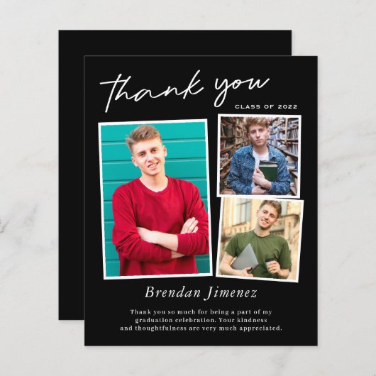 Zwart wit script 3 Foto Afstuderen Hartelijk dank (Voorkant / Achterkant)