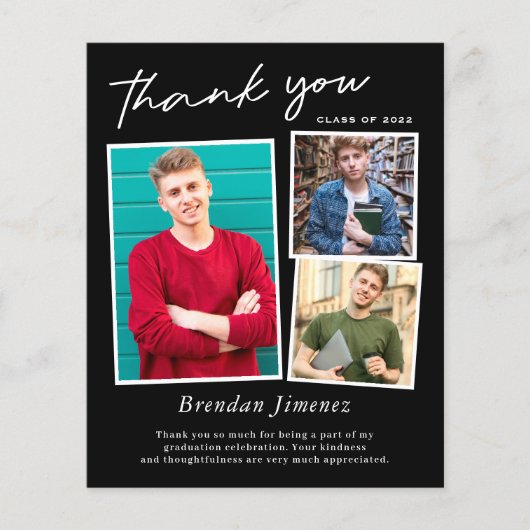 Zwart wit script 3 Foto Afstuderen Hartelijk dank (Voorkant)