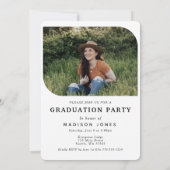 Zwart & Wit Script 4 Foto's Afstudeerfeest Kaart (Achterkant)