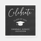 Zwart-wit script Afstuderen gefeliciteerd Servet (Voorkant)