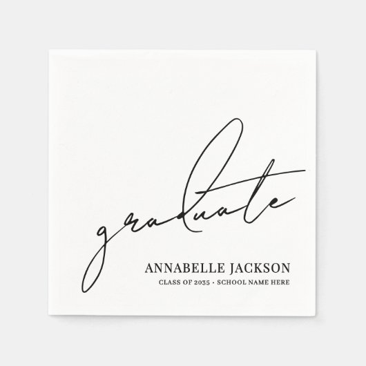 Zwart Wit Script Afstuderen Servet (Voorkant)