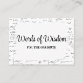 Zwart wit script Afstuderen woorden van wijsheid a Informatiekaartje (Voorkant)