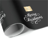 Zwart wit script bedrijf Kerstmis Cadeaupapier (Rol Hoek)
