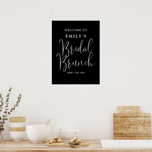 Zwart-wit script Bruids brunch welkomstbord Poster (Keuken)