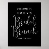 Zwart-wit script Bruids brunch welkomstbord Poster (Voorkant)