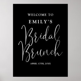 Zwart-wit script Bruids brunch welkomstbord Poster