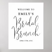 Zwart-wit script Bruids brunch welkomstbord Poster (Voorkant)