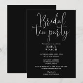 Zwart-wit script bruids thee party douche kaart (Voorkant / Achterkant)