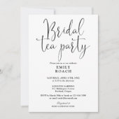 Zwart-wit script bruids thee party douche kaart (Voorkant)