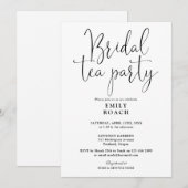 Zwart-wit script bruids thee party douche kaart (Voorkant / Achterkant)