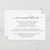 Zwart-wit script bruiloft accommodaties informatiekaartje (Voorkant / Achterkant)