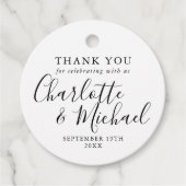 Zwart-wit Script Bruiloft Bedankt Bedankjes Labels (Voorkant)