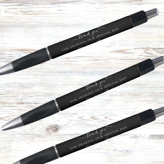 Zwart wit script bruiloft dank u pen