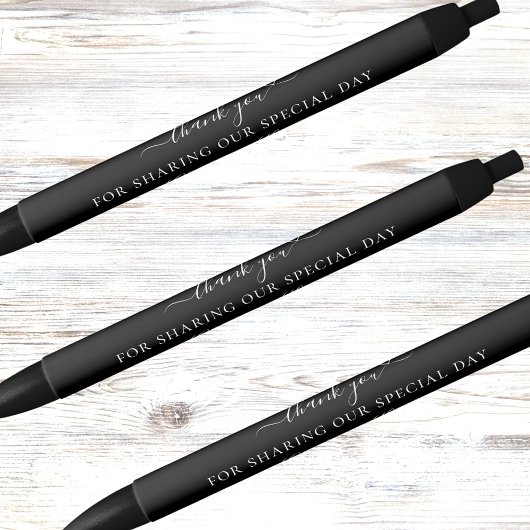 Zwart wit script bruiloft dank u zwarte inkt pen