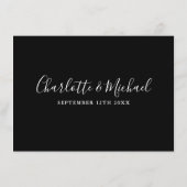 Zwart-wit script bruiloft details info informatiekaartje (Achterkant)