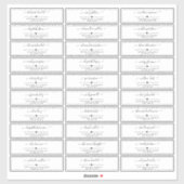 Zwart-wit Script Bruiloft Gast Adres Sticker (Vel)