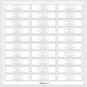 Zwart-wit Script Bruiloft Gast Adres Sticker