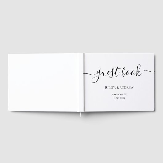 Zwart-wit script bruiloft gastenboek (Volledig)