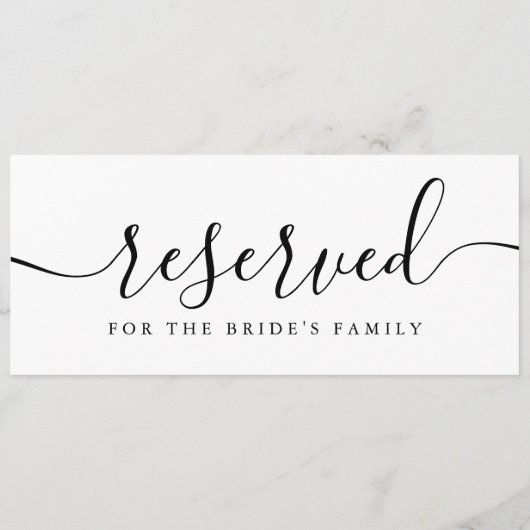 Zwart-wit Script Bruiloft Gereserveerde Stoel Teke (Achterkant)