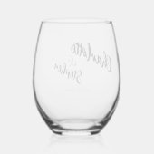 Zwart wit script bruiloft op maat wijnglas zonder voet (Achterkant)
