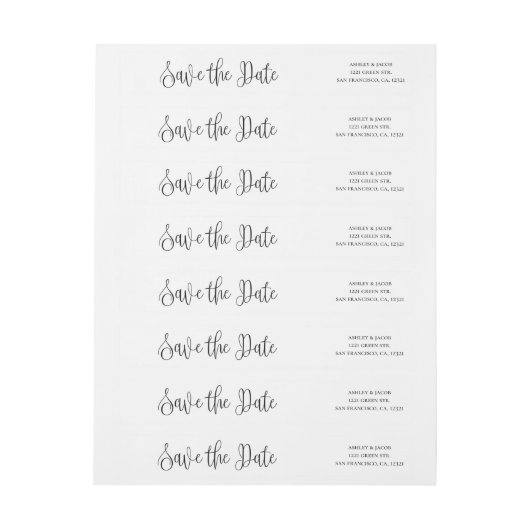 Zwart-wit script bruiloft opslaan van de datum (Vel)