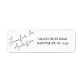 Zwart & Wit Script Bruiloft Retouradres Label (Voorkant)