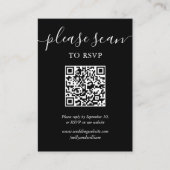 Zwart-wit Script Bruiloft RSVP QR Code Informatiekaartje (Voorkant)