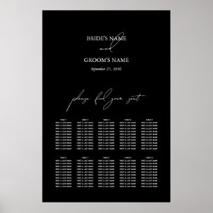 Zwart wit Script bruiloft zitgrafiek Poster
